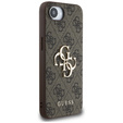 GUESS Obal na mobil pre iPhone 16E, 4G Big Metal Logo, hnedé