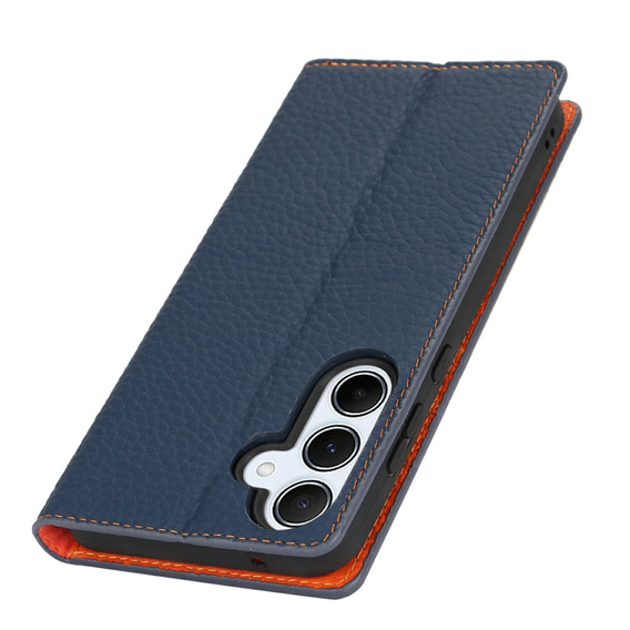 Klapkové puzdro pre Samsung Galaxy S25, Litchi Skin Grain, tmavomodré