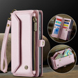 Puzdro CASEME pre Samsung Galaxy S24 FE, RFID Leather Wallet, s popruhom cez rameno, ružové