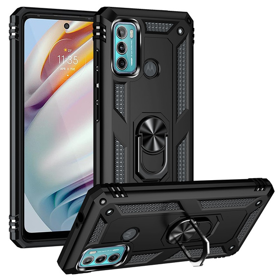 Pancierované obal na mobil pre Motorola Moto G60, Nox Case Ring, čierne
