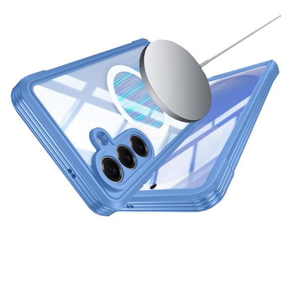 Nárazuvzdorné puzdro so sklom, pre MagSafe pre Samsung Galaxy S26 Plus, modré