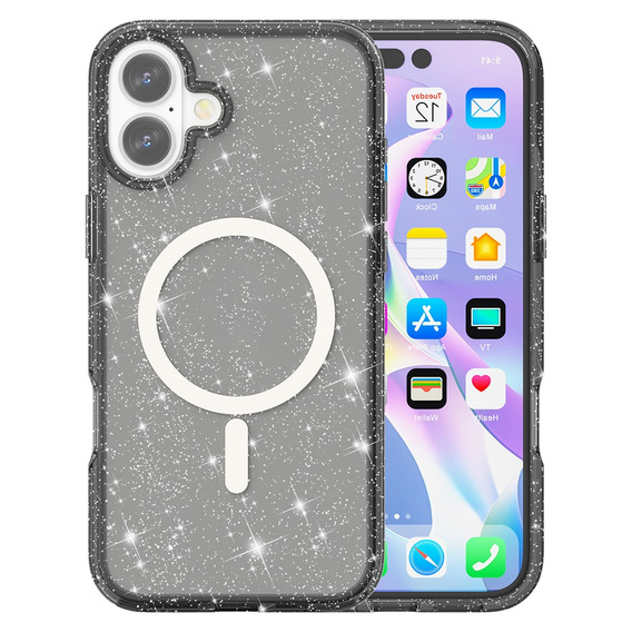 Puzdro pre iPhone 17, pre MagSafe, trblietavé, priesvitné čierne