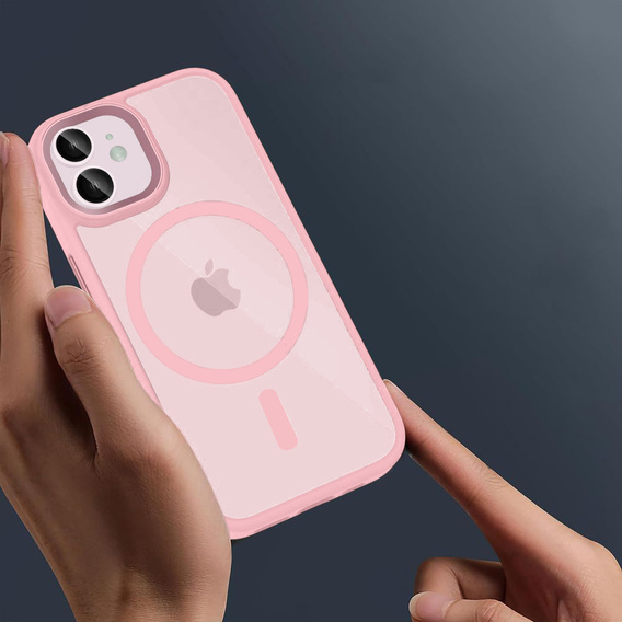 Puzdro pre iPhone 11, pre MagSafe, ERBORD Matt Case, ružový + sklo na displej