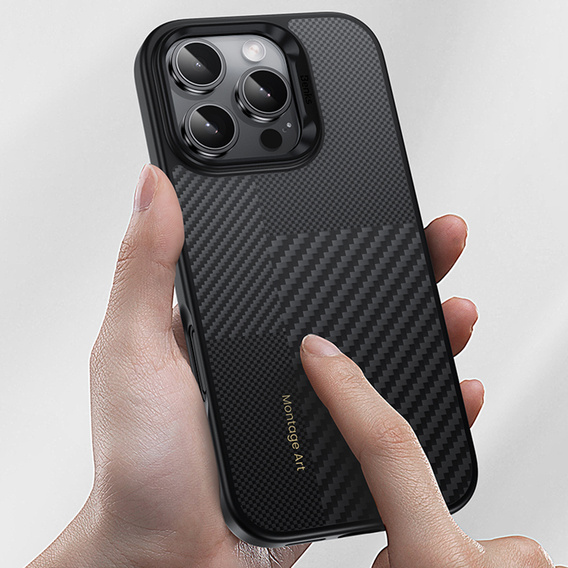 Puzdro BENKS Kevlar pre iPhone 16 Pro, pre MagSafe, Carbon Fiber, čierne