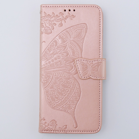 Klapkové puzdro pre Motorola Moto G54 5G, Butterfly, ružové rose gold