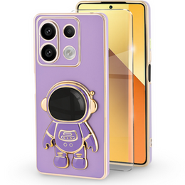 Puzdro pre Xiaomi Redmi Note 13 5G, Astronaut, fialové + tvrdené sklo 9H