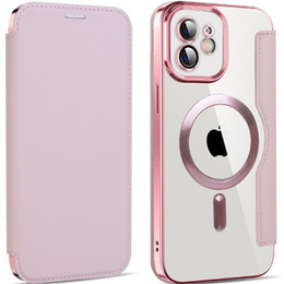 Klapkové puzdro pre iPhone 12, RFID Wallet MagSafe CamShield, ružové