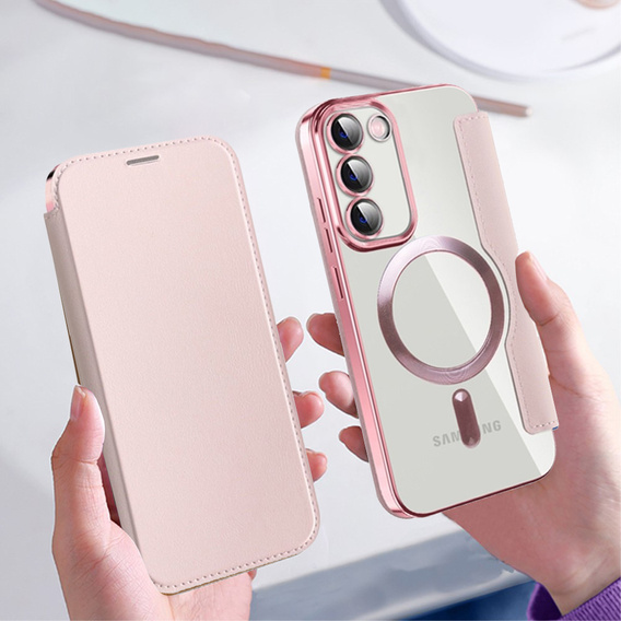 Klapkové puzdro pre Samsung Galaxy S23, Wallet, MagSafe, ružové rose gold