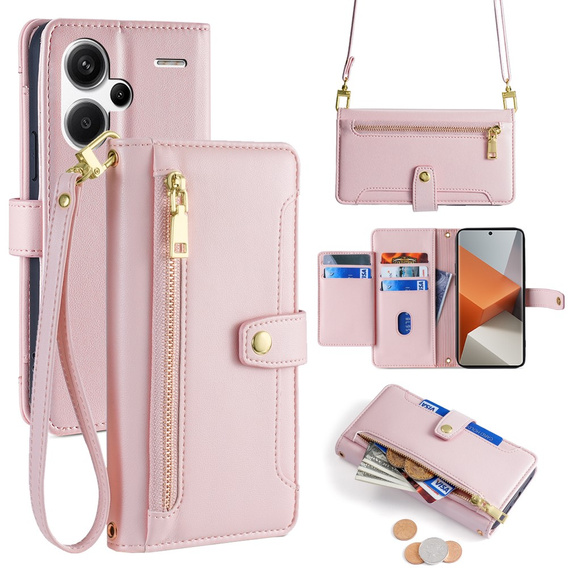 Klapkové puzdro pre Xiaomi Redmi Note 13 Pro+, Wallet Zipper Pocket, ružové