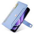 Klapkové puzdro pre Oppo Reno 13, Wallet Zipper Pocket, modré