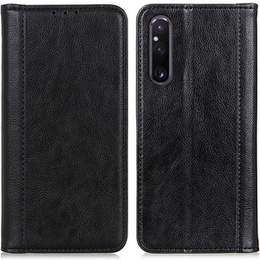 Obal na mobil pre Sony Xperia 1 V, Wallet Litchi Leather, čierne