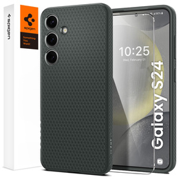 Puzdro Spigen pre Samsung Galaxy S24, Liquid Air, zelený + tvrdené sklo 9H