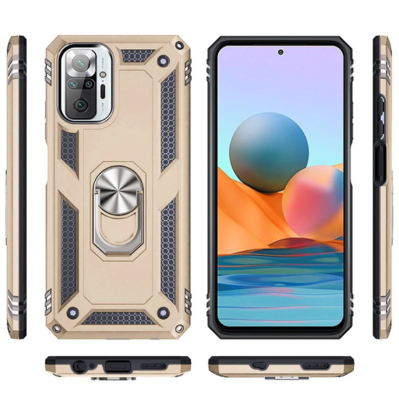 Pancierované obal na mobil pre Xiaomi Redmi Note 10 Pro, Nox Case Ring, zlaté