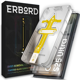 2x Tvrdené sklo pre Samsung Galaxy S25 Ultra, ERBORD Easy App 9H Screen Protector