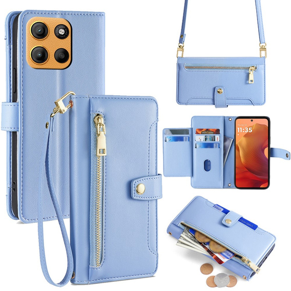 Klapkové puzdro pre Motorola Moto G15 / G15 Power, Wallet Zipper Pocket, modré