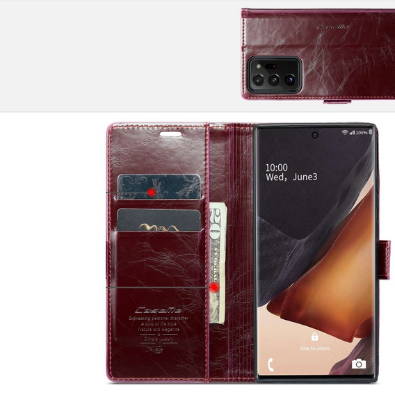 CASEME flipové puzdro pre Samsung Galaxy Note 20 Ultra, Waxy Textured, červené