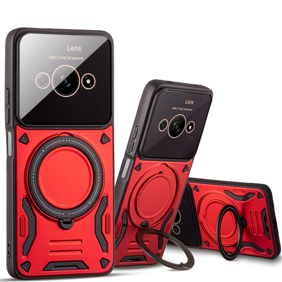 Pancierované puzdro pre Xiaomi Redmi A3, Magnetic Ring, červené