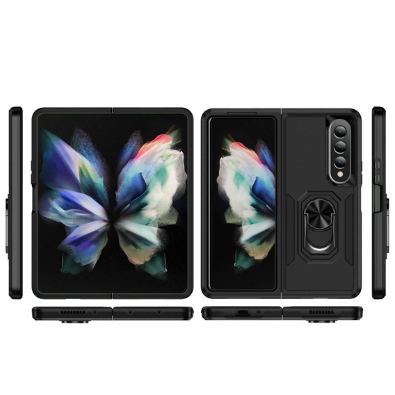 Pancierované obal na mobil pre do Samsung Galaxy Z Fold 4 5G, Nox Case Ring, čierne