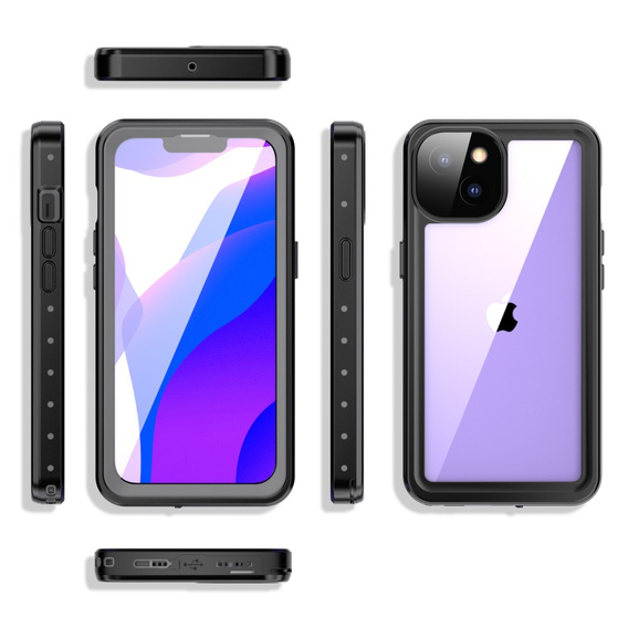 Vodotesné puzdro IP68 pre iPhone 13, čierne