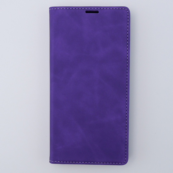 Puzdro pre iPhone 15 Pro, ERBORD Vintage, peňaženka s chlopňou, fialové