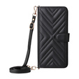 Puzdro s chlopňou pre Oppo Reno 13 Pro 5G, Crossbody Leather Wallet, čierne