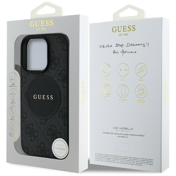 Puzdro Guess 4G Circle s klasickým logom, pre MagSafe pre iPhone 16 Pro