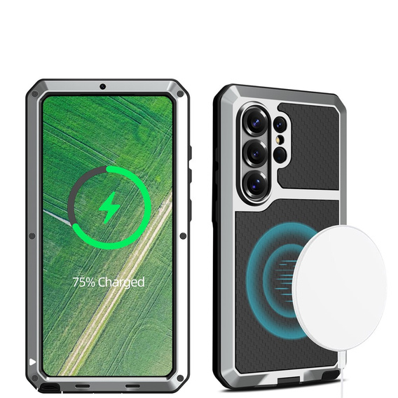 Puzdro s integrovaným sklom pre Samsung Galaxy S26 Ultra, strieborné