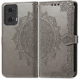 Klapkové puzdro pre Motorola Moto E14, Mandala, sivé