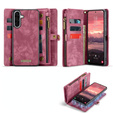 CASEME puzdro pre Samsung Galaxy A56 5G, Retro Leather Wallet, s remienkom, červené