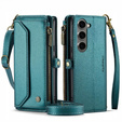Puzdro CASEME pre Samsung Galaxy S24 FE, RFID Leather Wallet, s popruhom cez rameno, zelený