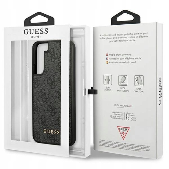 GUESS Obal na mobil pre Samsung Galaxy S23, 4G Metal Gold Logo, sivé