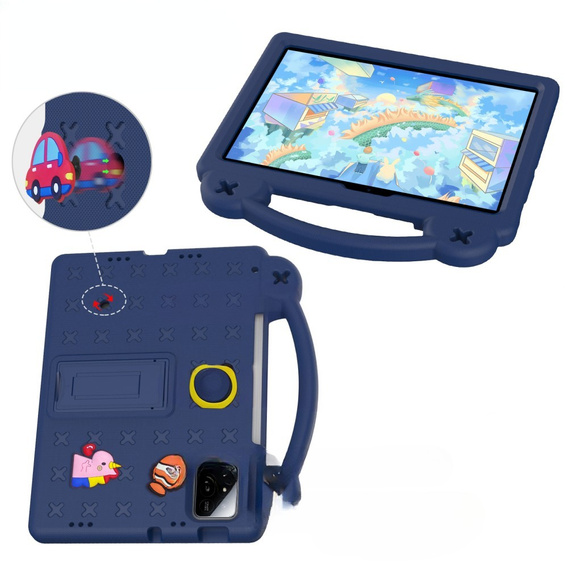 Detské puzdro pre Xiaomi Pad 7 / 7 Pro, Cute Patterns, so stojanom, tmavomodré
