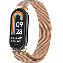 Milánsky náramok s puzdrom pre Xiaomi Smart Band 10 / 9 / 8, ružové zlato