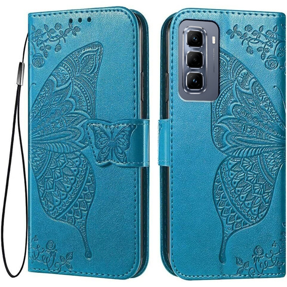 Klapkové puzdro pre Infinix Hot 50 Pro 4G, Butterfly, modré