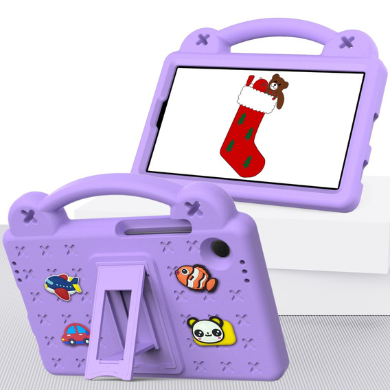 Detské puzdro pre Samsung Galaxy Tab A9, Cute Patterns, so stojanom, fialové