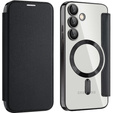 Klapkové puzdro pre Samsung Galaxy S25 FE, RFID Wallet MagSafe CamShield, čierne