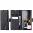 CASEME puzdro pre Samsung Galaxy S22 Ultra, Leather Wallet Case, čierne