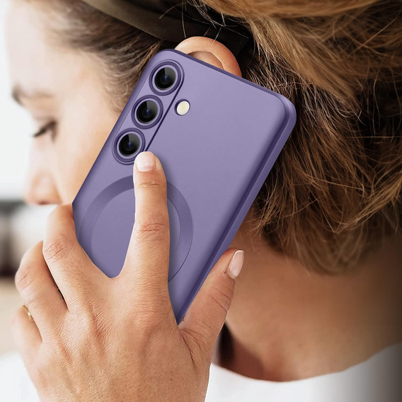 Puzdro pre Samsung Galaxy A36, ColorMag, pre MagSafe, fialové + tvrdené sklo 9H