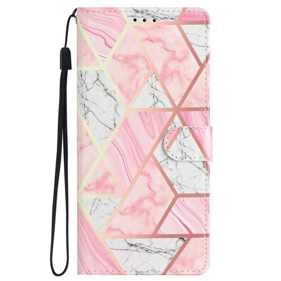 Klapkové puzdro pre Samsung Galaxy A25 5G, Wallet Marble, ružové + 9H sklo