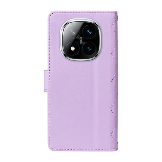 Puzdro s chlopňou pre Xiaomi Redmi Note 14 Pro 5G / Xiaomi Redmi Note 14 Pro+ 5G / Xiaomi Poco X7 5G, Rhombus Crossbody Leather, fialové