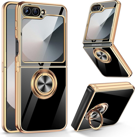 Obal na mobil pre Samsung Galaxy Z Flip7 FE / Z Flip6, Electro Ring, čierne