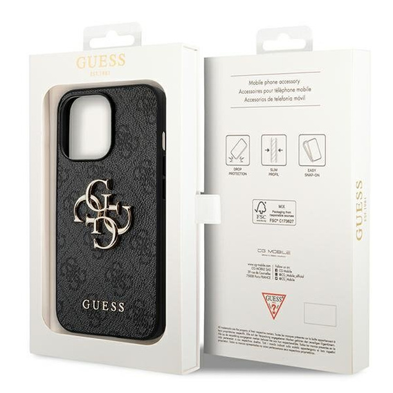 GUESS Obal na mobil pre iPhone 14 Pro, 4G Big Metal Logo, sivé