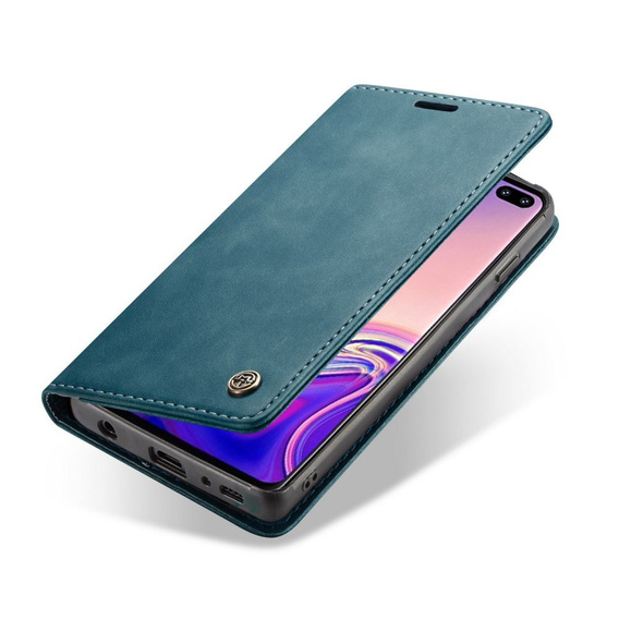 CASEME puzdro pre Samsung Galaxy S10 Plus, Leather Wallet Case, modré