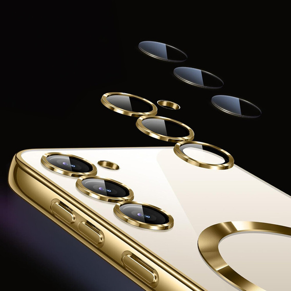 Puzdro pre Samsung Galaxy S24+ Plus, Electro MagSafe, zlaté + sklo na displej