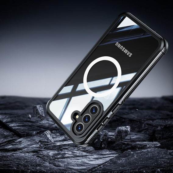 Puzdro pre Samsung Galaxy A36 / Samsung Galaxy A56, Shockproof, so sklom, pre MagSafe, čierne