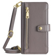 Klapkové puzdro pre Samsung Galaxy A25 5G, Wallet Zipper Pocket, sivé