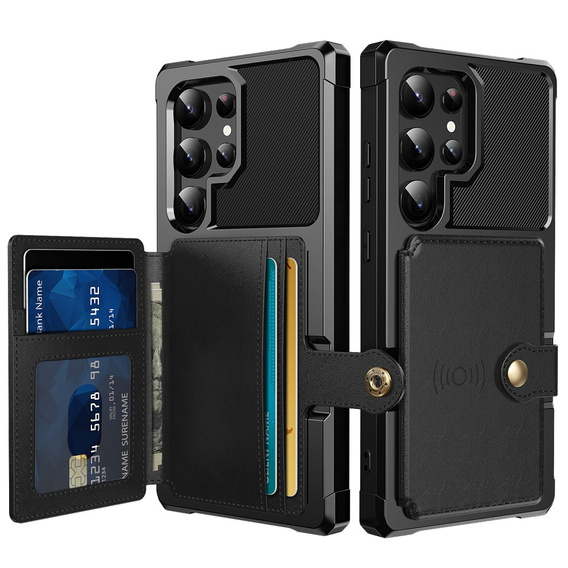 Puzdro pre Samsung Galaxy S25 Ultra, Card Holder Kickstand, čierne