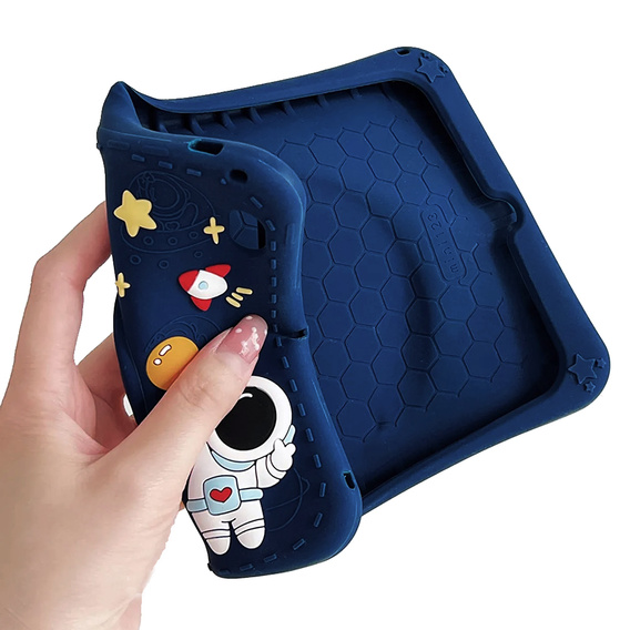 Detské silikónové puzdro pre Samsung Galaxy Tab S6 Lite P610/P615 / S6 Lite 2022 10.4, pancierované s popruhom, Astronaut, tmavomodré