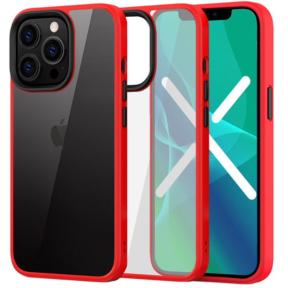 Obal na mobil pre iPhone 13 Pro, ERBORD Hybrid Case, červené