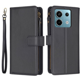 Klapkové puzdro pre Xiaomi Redmi Note 13 Pro 4G / Xiaomi Redmi Note 14S / Xiaomi Poco M6 Pro 4G, Wallet Zipper Pocket, čierne